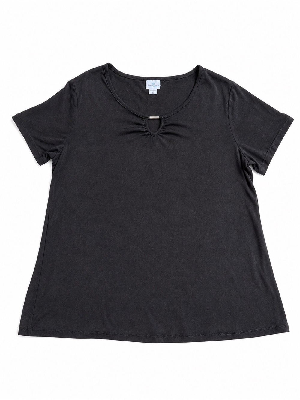 Jaclyn Smith Black Short-Sleeve Keyhole Tee